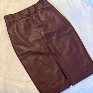 Babaton Deep Red Leather Pencil Skirt
